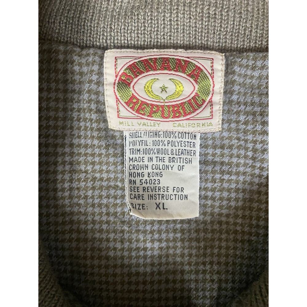 Vintage Banana Republic Safari Vest Mens XL Quilted Cotton Wool Trim Olive Green - Picture 3 of 13
